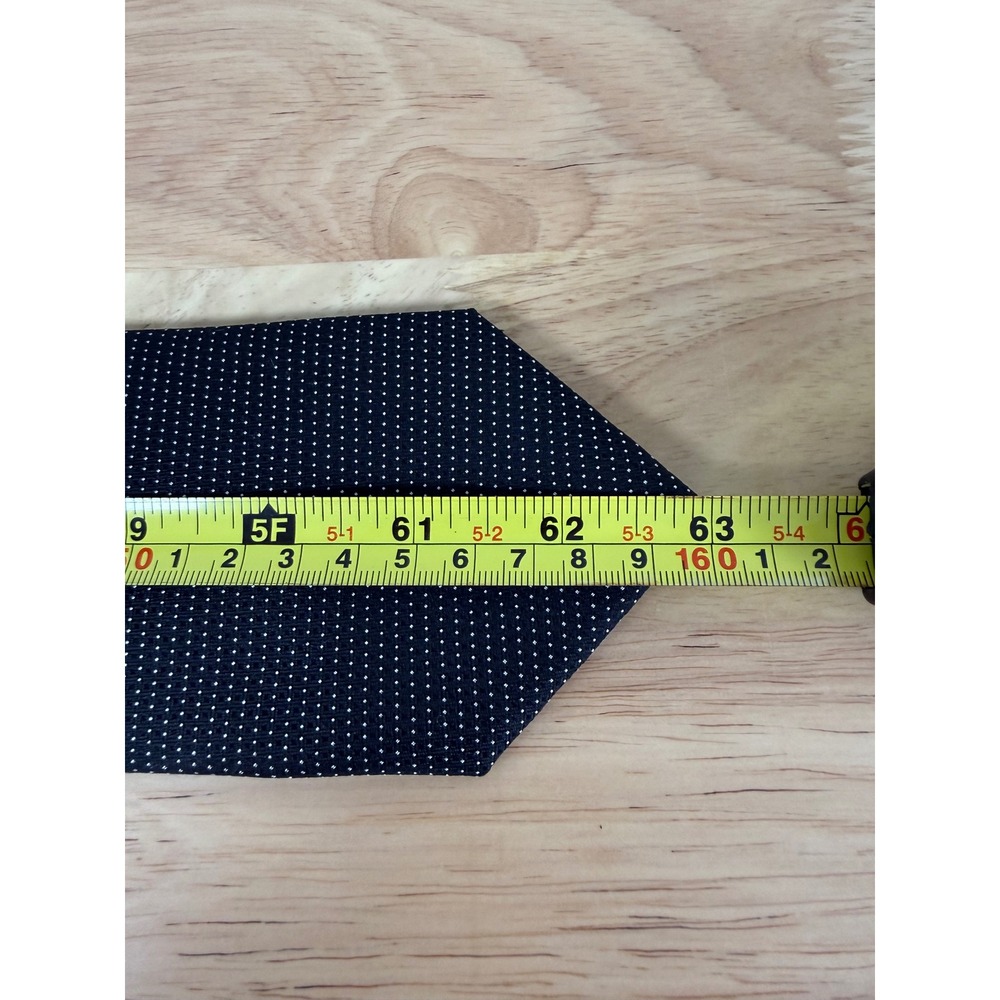 Awearness Kenneth Cole Mens Silk Tie Extra Long Black White Pindot Micro Dot 63" - Picture 6 of 6